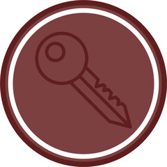 key Vector Line Double Circle Maroon