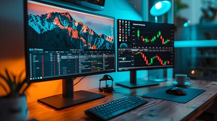Comparing two websites on dual monitors showcasing one with strong SEO scores and another with low metrics to illustrate the effect of SEO effectiveness on online presence
