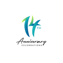 Fototapeta premium 14 years anniversary logo design. Anniversary logo design template.