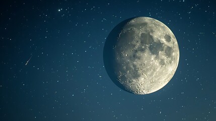 Obraz premium Tranquil Night Sky with Last Quarter Moon and Meteor Showers