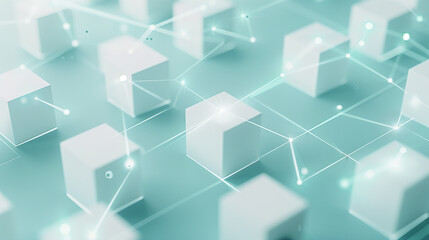 Obraz premium Abstract Digital Network with White Cubes and Connections