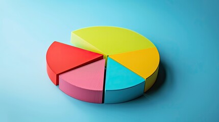 A pie chart with vibrant colors and business growth indicators