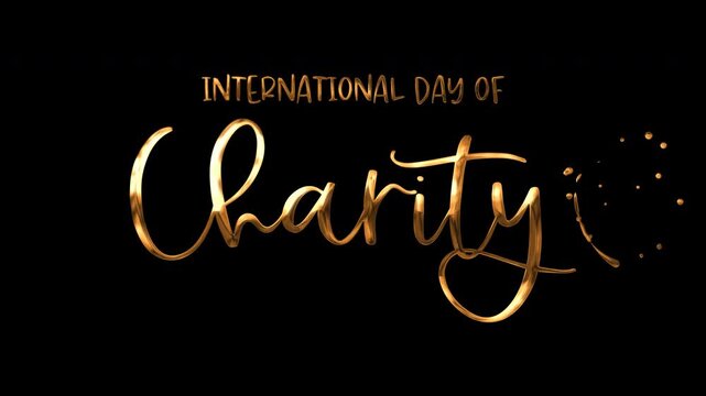 Animated text International Day of Charity on a checkerboard background suitable for charity organizations social media posts, posters, and flyers.
