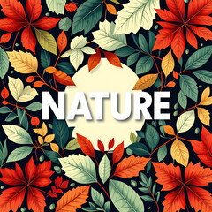 'NATURE' leaves background Generative AI.