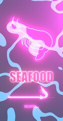 Large prawn shrimp, drawn by graphic lines. Element for a menu of fish restaurants, for markets and stores. Healthy seafood concept. Delivery loading progress bar. 3D render