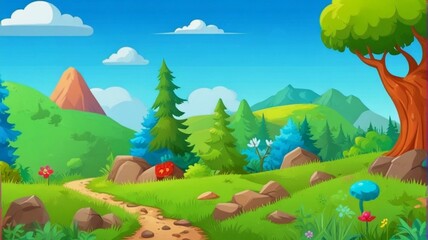 Obraz premium landscape with trees and mountains