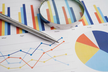 Pen on chart graph paper. Finance, account, statistic, investment data economy, stock exchange business.