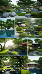 Japanese Garden Style landscape design model