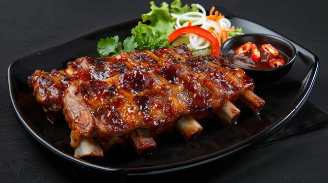 The national cuisine of Thailand. Pork ribs. 