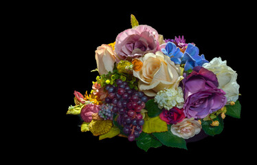 bouquet of flowers on black background