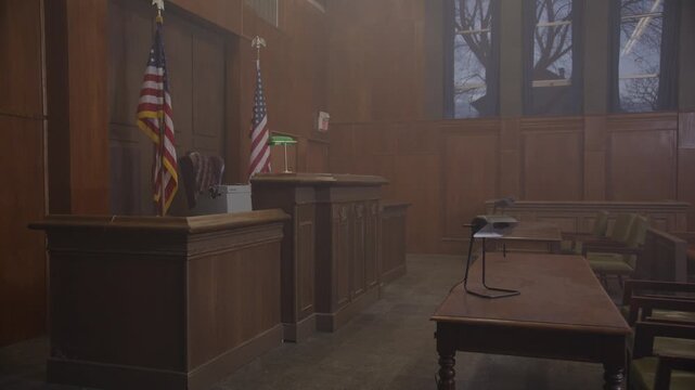 Empty court room slider establishing shot