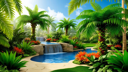 Fototapeta premium Tropical Style landscape design model