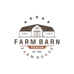 Barn logo agriculture building template farmer farm vintage design simple retro style illustration
