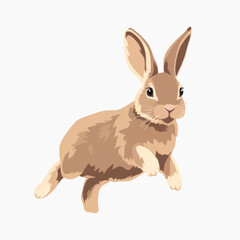 Obraz premium Cute hopping brown rabbit illustration