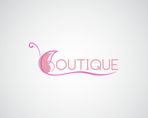 creative butterfly with wings combined with the font logo for boutique ,salon and others