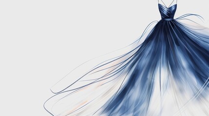 Artistic fashion sketch of a dress, combining modern trends with traditional hand-drawn techniques, highlighting innovative cuts and fabric designs