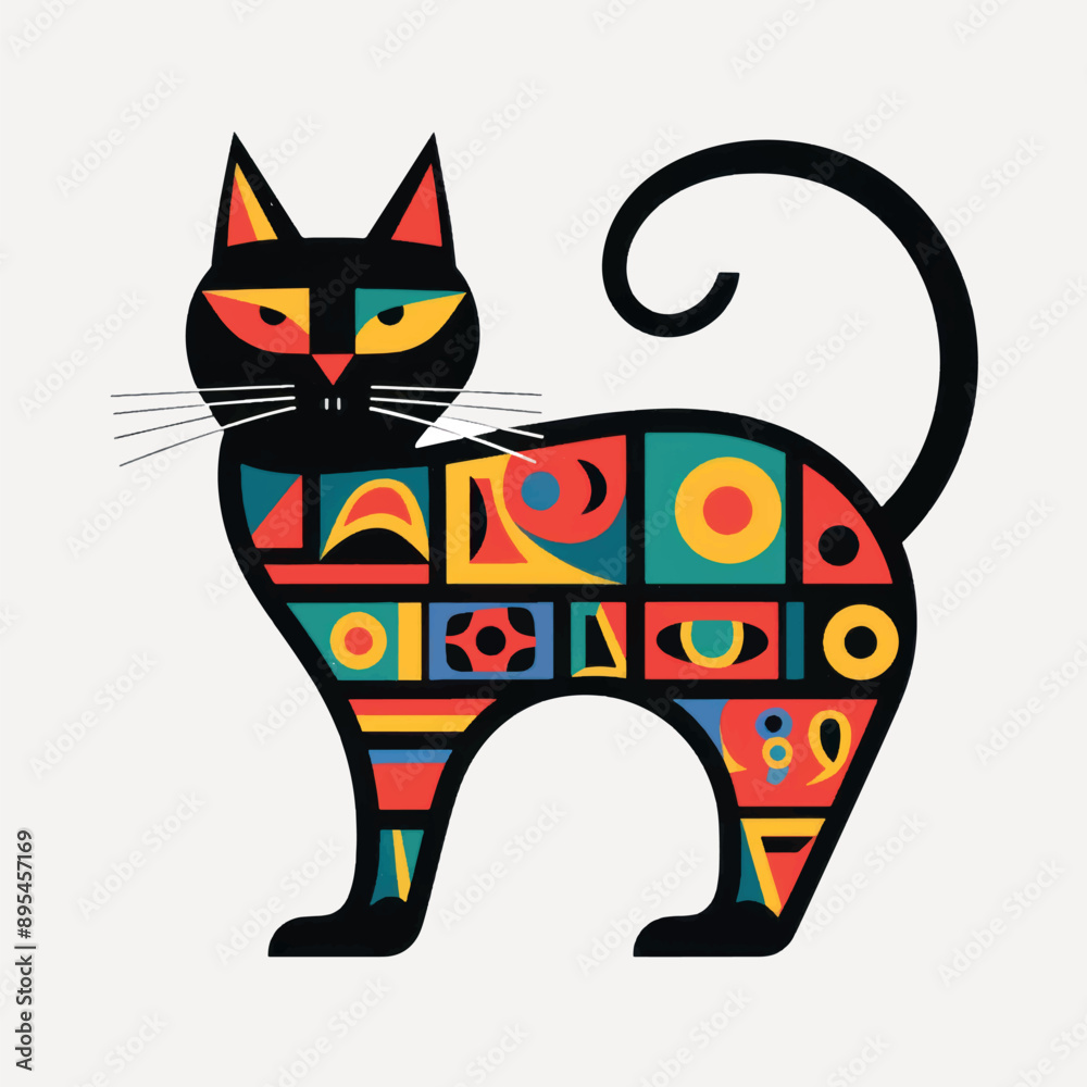 Canvas Prints Abstract geometric colorful cat