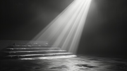 Obraz premium A stark white background with a bright spotlight illuminating an empty stage.