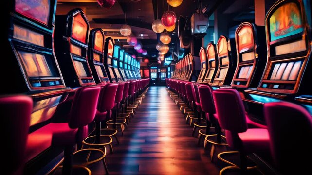 Casino slot machines in a row