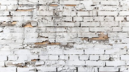 Fototapeta premium Weathered White Brick Wall with Old Cladding in Loft Style