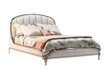 Obraz premium Luxurious Art Deco Bed with Intricate Details Isolated on Transparent Background
