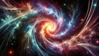 Obraz premium Cosmic Nebula Abstract Space Background with Glowing Lines and Stars.