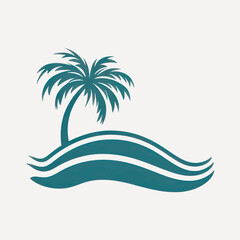 Tropical island palm tree waves