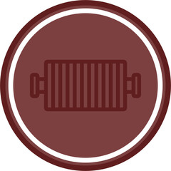 BBQ Grill Vector Line Double Circle Maroon