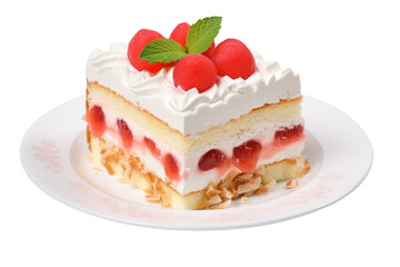 Traditional Cassata Cake with Ricotta Filling Isolated on Transparent Background