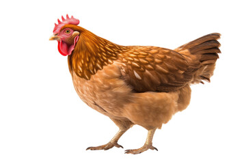 Hen Pecking at the Ground Isolated on Transparent Background