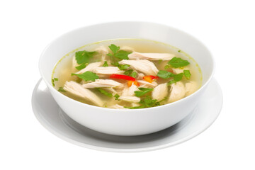 A Warm Bowl of Homemade Chicken Soup Isolated on Transparent Background