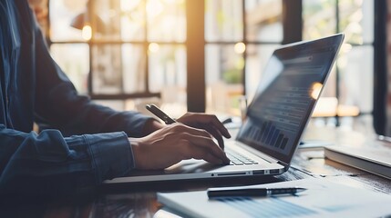 A professional content creator using a laptop to draft an SEO enhanced blog post with visible headings keywords and meta descriptions to boost online presence and searchability