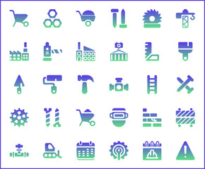 Set of Labor Day and industry Icons line style. Contains such Icons as engineer, architect, service, job, worker, factory, builder, labour, employee, helmet And Other Elements.