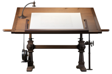 Classic Drafting Table in Artist Studio isolated on transparent background