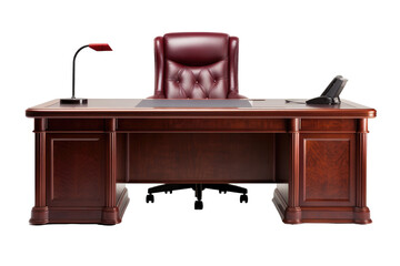 Classic Wooden Executive Desk with Detailed Finishes isolated on transparent background