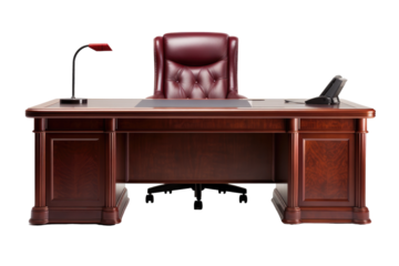Classic Wooden Executive Desk with Detailed Finishes isolated on transparent background