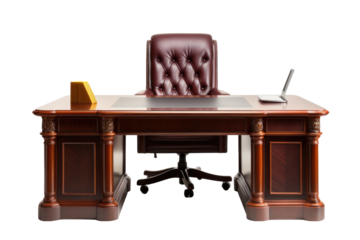 Contemporary Executive Desk with Minimalist Design isolated on transparent background