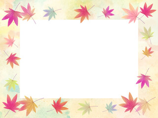 紅葉したもみじのフレームイラスト

