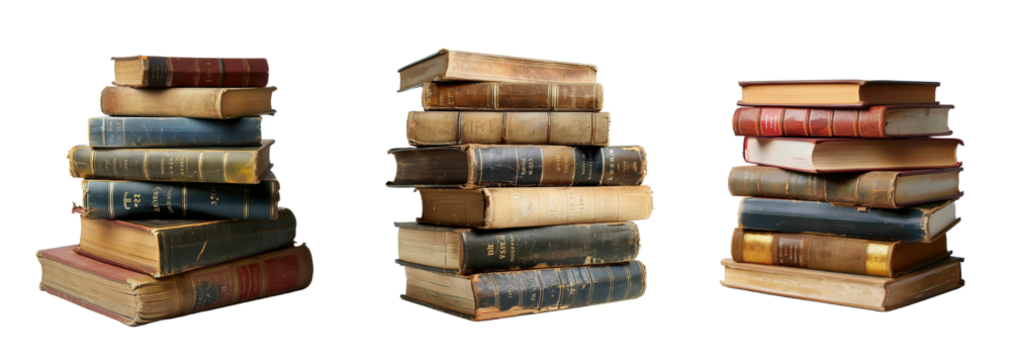 Collection of stack book isolated on transparent background. Generated Ai