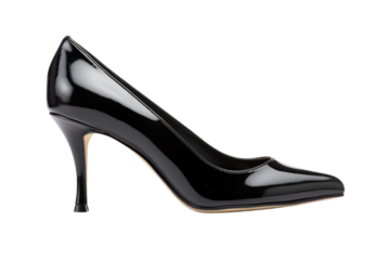 Sleek Metallic Kitten Heels with Shiny Surface isolated on transparent background