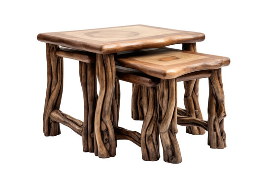 Vintage Inspired Nesting Tables with Retro Patterns isolated on transparent background