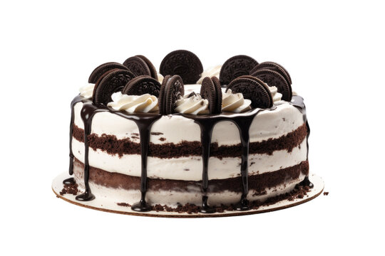 Chocolate Oreo Cake with Cookie Crumbs isolated on transparent background