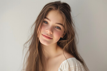 Naklejka premium young beautiful woman on white background