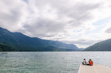 Natural beauty of the Cultus Lake in Chilliwack, Fraser Valley, BC, Canada on a cloudy day