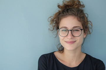 Fototapeta premium Young beautiful woman in eye glasses