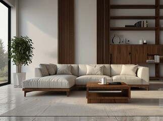 Cozy living area scene. Interior of living minimal style