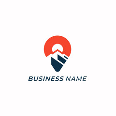 design logo combine gps location and mountaine