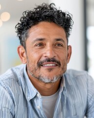 Fototapeta premium Hispanic Man Presenting Financial Strategies in a Bright, Modern Conference Room - Professional Collaboration and Business Growth