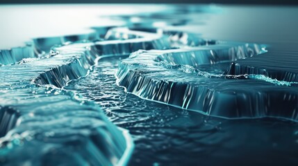 conceptual art piece representing a budget as a series of digital rivers, each flowing into a larger financial ocean, symbolizing the convergence of various revenue streams