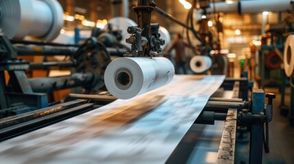 Roll of Paper Undergoing Printing on Automated Machine